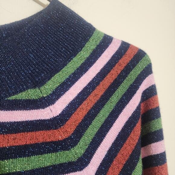 Boden striped wool blend sparkly long sleeve colorful sweater woman's size 8 - Picture 7 of 11